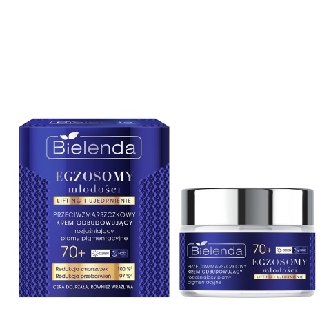 Bielenda Egzosomy Młodości Krem Odbudowująco-Rozjaśniający 70+ Dzień/Noc 50 ml