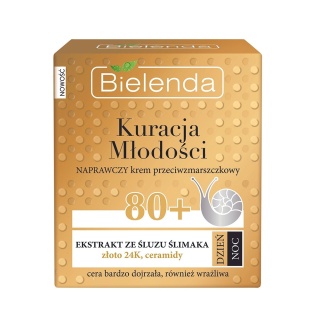 Bielenda Kuracja Młodości Krem Przeciwzmarszczkowy Naprawczy Odbudowujący 80+ Dzień/Noc 50 ml