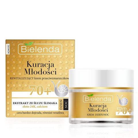 Bielenda Kuracja Młodości Krem Przeciwzmarszczkowy Rewitalizujący Odbudowujący 70+ Dzień/Noc 50 ml
