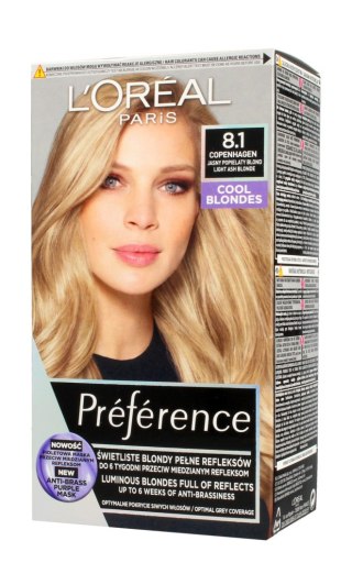 L'Oréal Paris Preference farba do włosów nr 8.1 Copenhaguen - jasny popielaty blond 1 op.