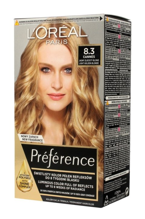 L'Oréal Paris Preference farba do włosów nr 8.3 Cannes - jasny złocisty blond 1 op.