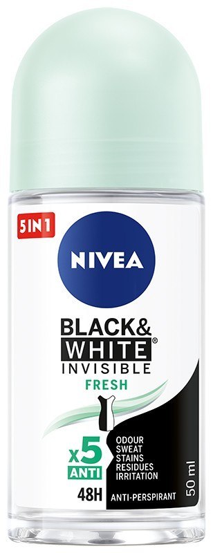 Nivea Antyperspirant w Kulce Black & White Invisible Fresh Roll-on Kulka dla Kobiet 50 ml
