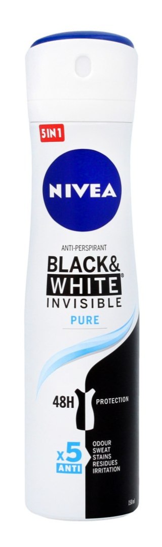 NIVEA Black & White Invisible Pure Antyperspirant Damski w Sprayu 150 ml