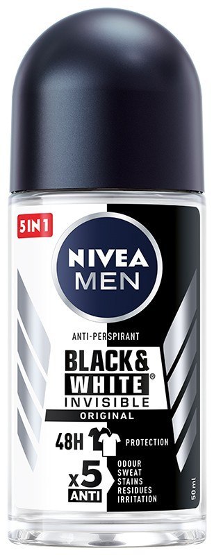Nivea Antyperspirant w Kulce Black & White Invisible Original Roll-on Kulka dla Mężczyzn 50 ml