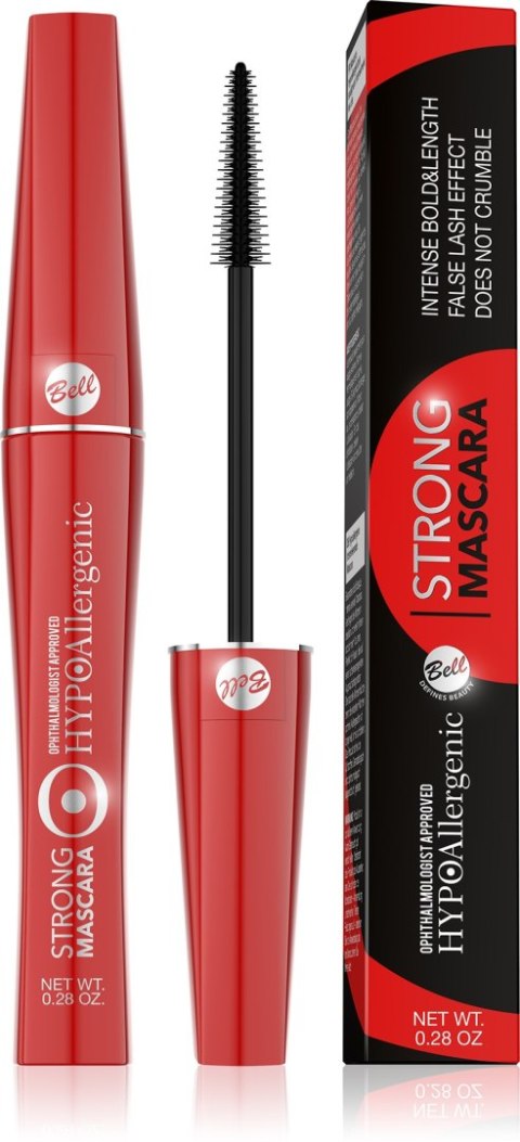 Bell Hypoallergenic Tusz do Rzęs Strong Intensywnie Podkreślający Czarny 9 g