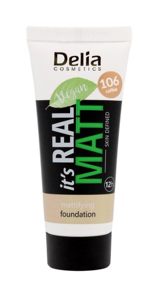 Delia Cosmetics Podkład Matujący Odżywczo-Nawilżający It`s Real Matt 106 Coffee 30 ml