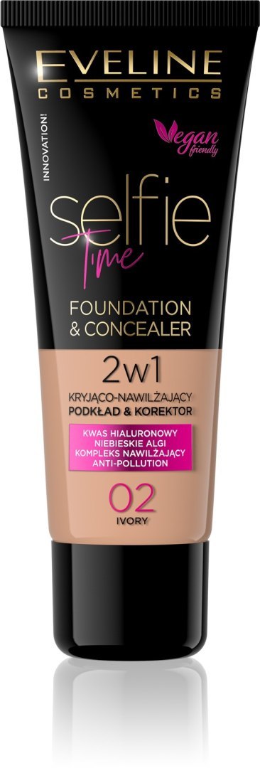 Eveline Selfie Time Podkład 2w1 Kryjąco-Nawilżający nr 02 Ivory 30 ml