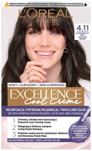 L'Oréal Paris Excellence Cool Creme krem koloryzujący 4.11 Ultra Popielaty Brąz 1 op.