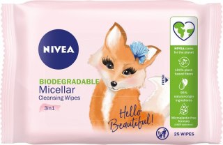 Nivea Wipes pielęgnujące chusteczki micelarne do demakijażu - wszystkie typy cery 1 op. - 25 szt.