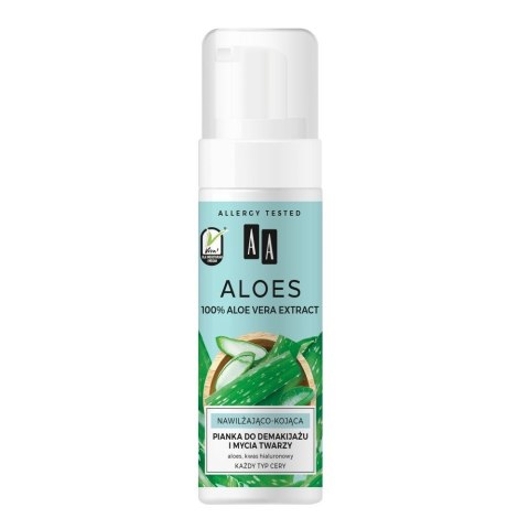 AA Aloes 100% pianka do demakijażu i mycia twarzy nawilżająco - kojąca 150 ml