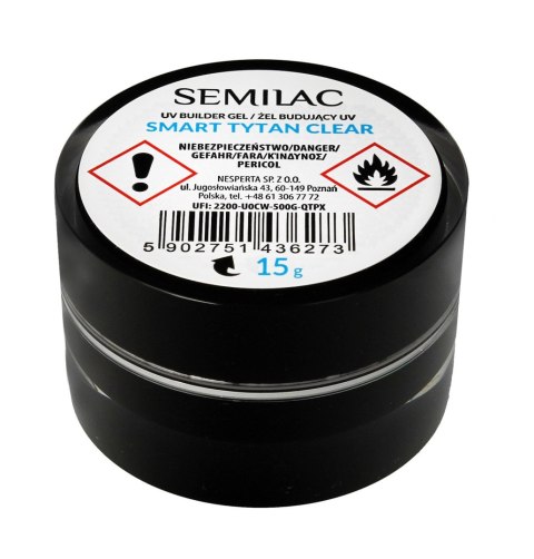 Semilac Builder Gel Smart Tytan Clear żel budujacy do paznokci UV 15 g