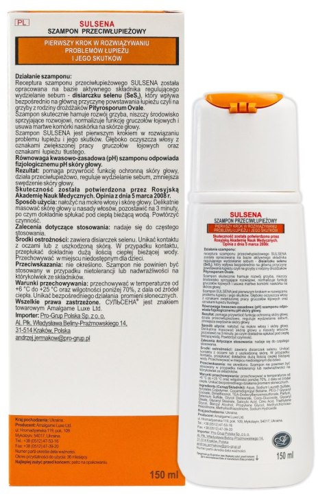 Sulsena szampon do włosów przeciwłupieżowy 150 ml
