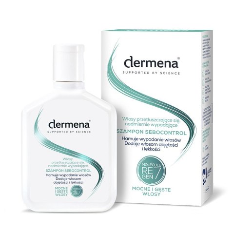 Dermena Supported By Science szampon Sebocontrol do włosów przetłuszczających się i nadmiernie wypadających 200 ml