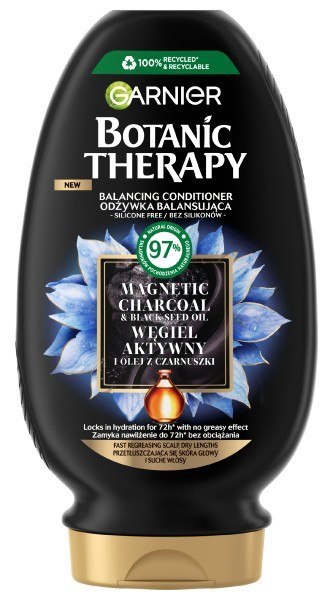 Garnier Botanic Therapy Balansująca odżywka do przetłuszczających się włosów i suchej skóry głowy z węglem aktywnym 200 ml
