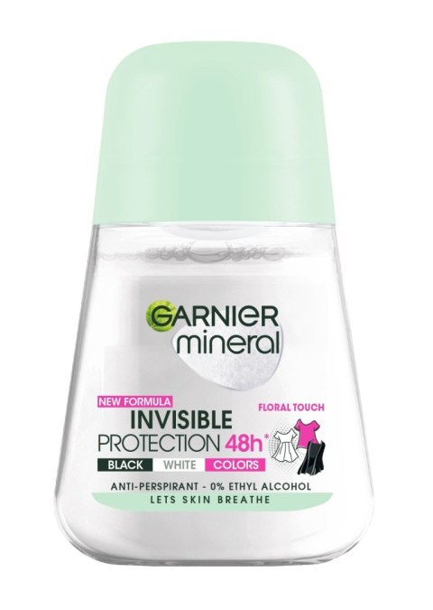 Garnier Mineral Dezodorant Roll-on Invisible Protection 48h Floral Touch - Black & White Colors Antyperspirant 50 ml