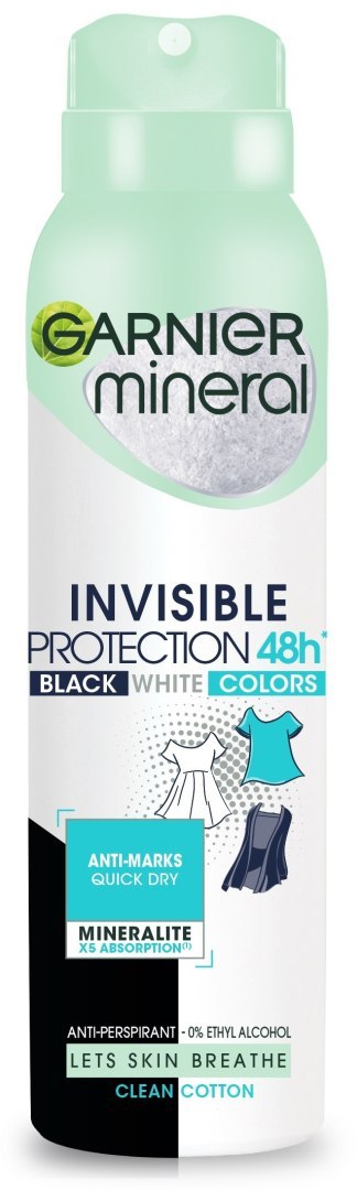 Garnier Mineral Invisible Protection 48H Clean Cotton Dezodorant w Sprayu 150 ml