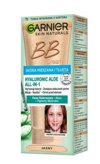 Garnier Skin Naturals Krem Tonujący BB Hyaluronic Aloe All-in-One - Jasny - Cera Tłusta i Mieszana 50 ml