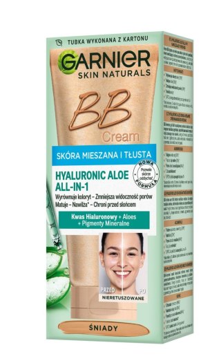 Garnier Skin Naturals Krem Tonujący BB Hyaluronic Aloe All-in-One - Śniady - Cera Tłusta i Mieszana 50 ml