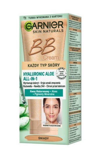 Garnier Skin Naturals Krem Tonujący BB Hyaluronic Aloe All-in-One - Śniady - Każdy Rodzaj Cery 50 ml