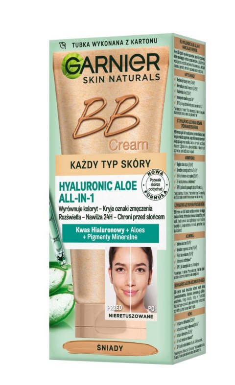 Garnier Skin Naturals Krem Tonujący BB Hyaluronic Aloe All-in-One - Śniady - Każdy Rodzaj Cery 50 ml