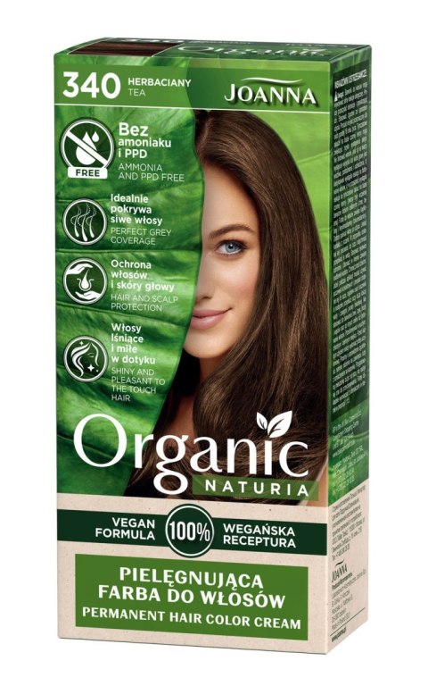 Joanna Organic Naturia pielęgnująca farba do włosów nr 340 Herbaciany