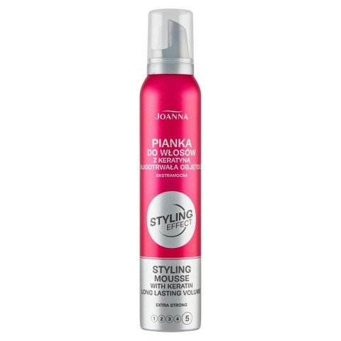 Joanna Styling Effect pianka do włosów z keratyną Długotrwała objętość - ekstramocna 150 ml