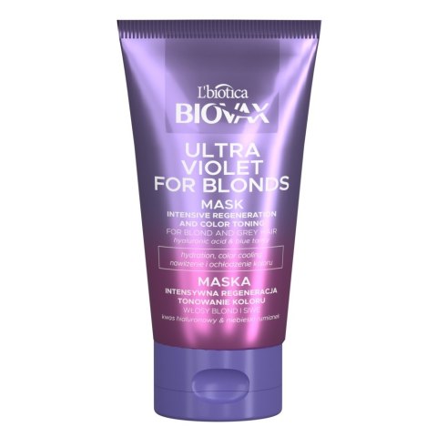 LBIOTICA / BIOVAX L`BIOTICA Biovax Ultra Violet for Blonds Maska Intensywna Regeneracja i Tonowanie Koloru do włosów blond i siwych 150ml