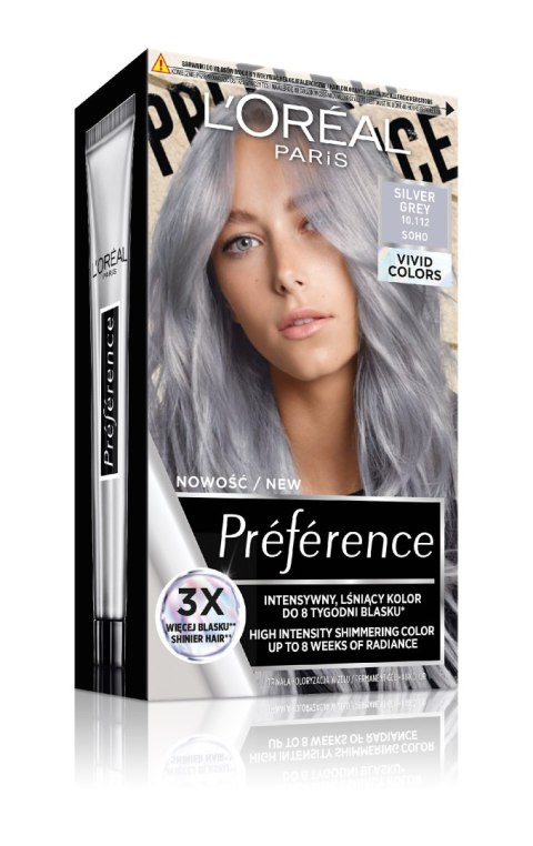 L'Oréal Paris Preference Vivid Colors farba do włosów nr 10.112 Silver Grey (Soho) 1 op.