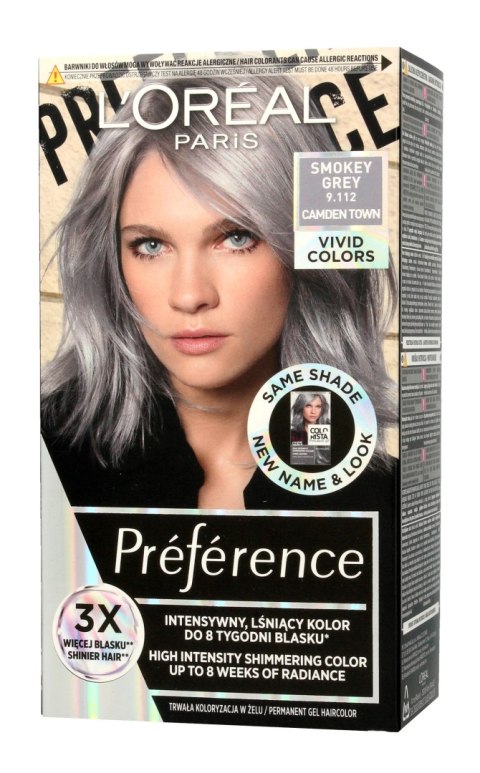 L'Oréal Paris Preference Vivid Colors farba do włosów nr 9.112 Smokey Grey (Camden Town) 1 op.