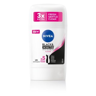 Nivea Antyperspirant w Sztyfcie Black & White Invisible Clear, Sztyft dla Kobiet 50 ml