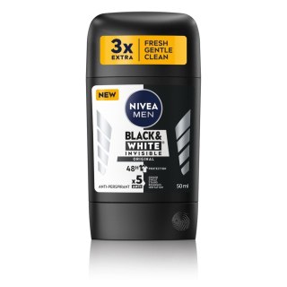 Nivea Antyperspirant w Sztyfcie Black & White Invisible Original dla Mężczyzn 50 ml