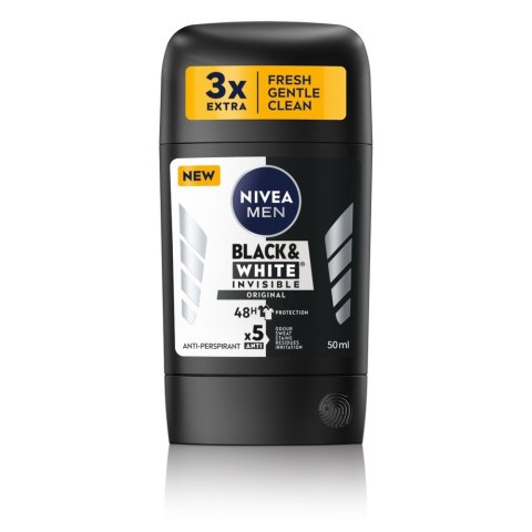 Nivea Antyperspirant w Sztyfcie Black & White Invisible Original dla Mężczyzn 50 ml