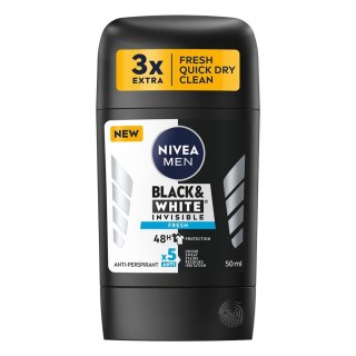 Nivea Antyperspirant w Sztyfcie Black & White Invisible Fresh, dla Mężczyzn 50 ml