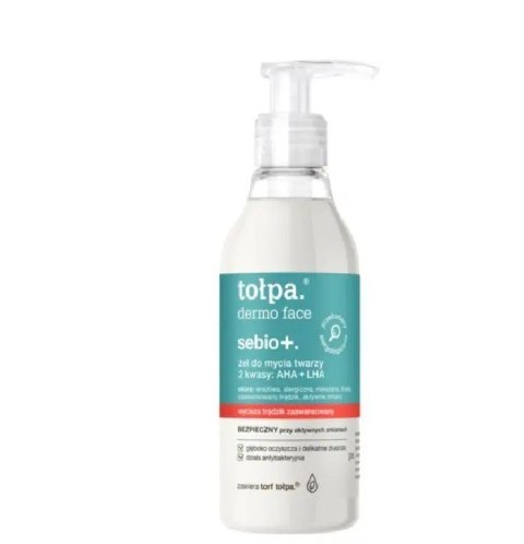 Tołpa Dermo Face Sebio+. żel do mycia twarzy - 2 kwasy AHA+LHA 195 ml