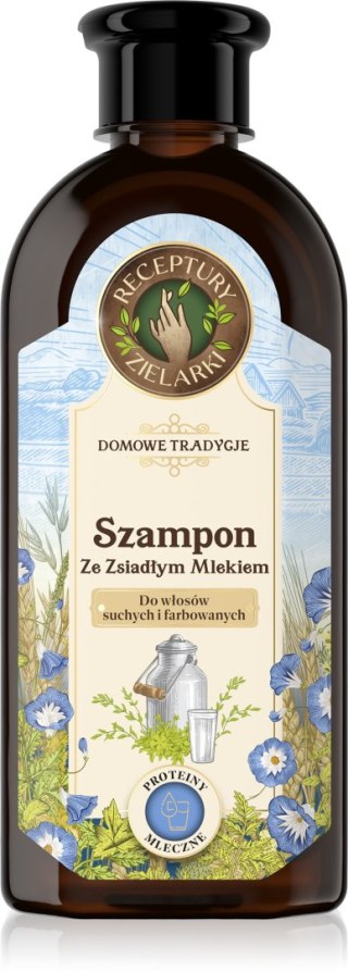 Receptury Zielarki Domowe Tradycje szampon ze zsiadłym mlekiem do włosów suchych i farbowanych 350 ml