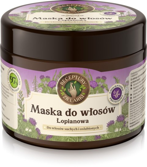 Receptury Zielarki Skarby Polne maska łopianowa do włosów suchych i osłabionych 300 ml