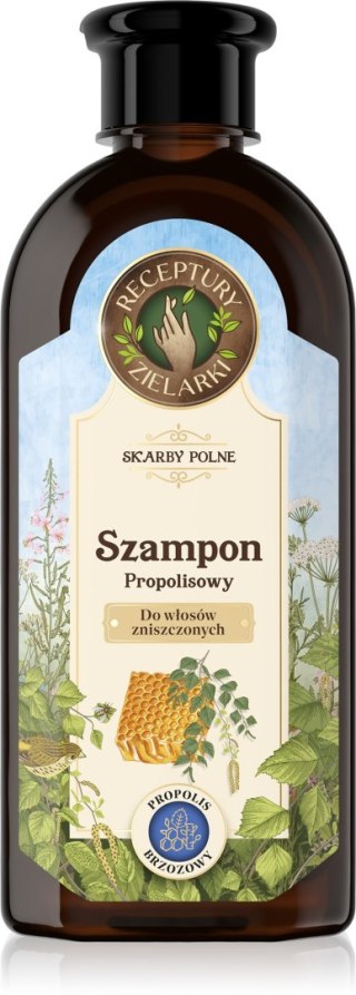 Receptury Zielarki Skarby Polne szampon z propolisem brzozowym do włosów zniszczonych 350 ml
