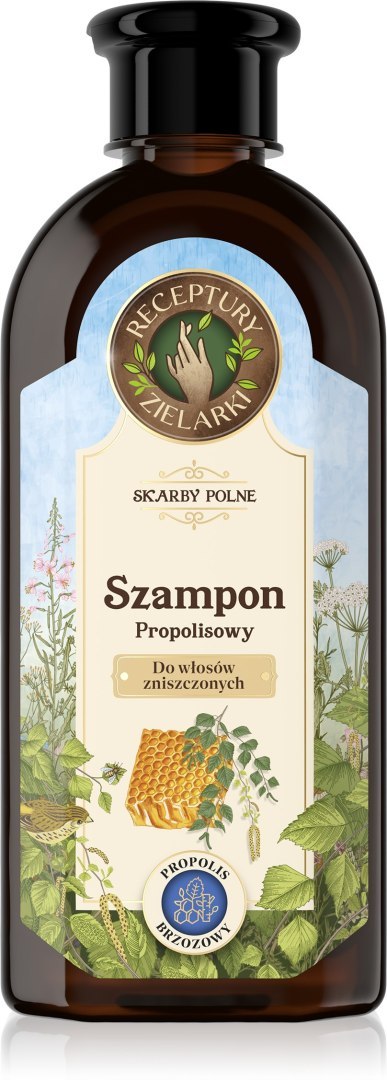 Receptury Zielarki Skarby Polne szampon z propolisem brzozowym do włosów zniszczonych 350 ml