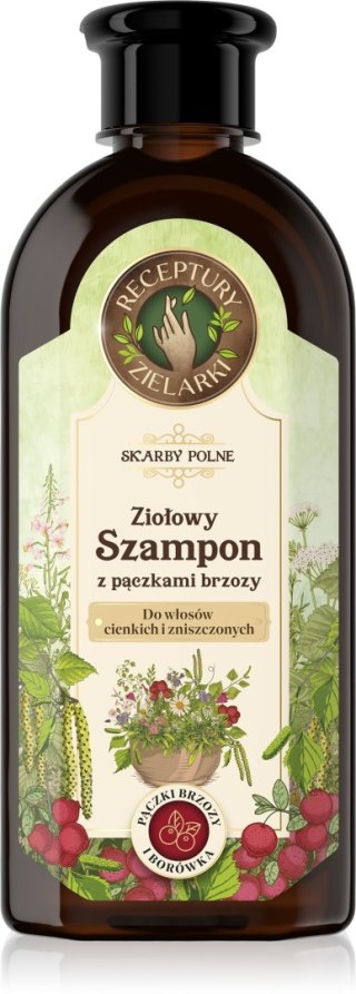 Receptury Zielarki Skarby Polne Ziołowy szampon z pączkami brzozy do włosów cienkich i zniszczonych 350 ml