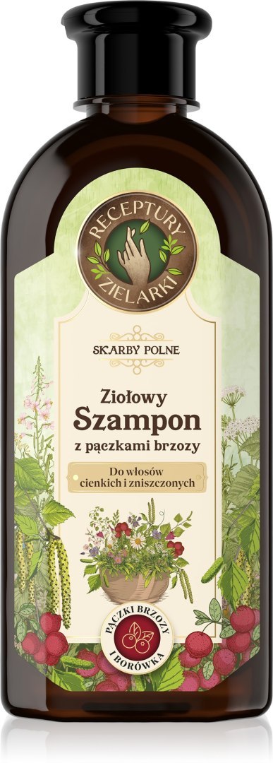 Receptury Zielarki Skarby Polne Ziołowy szampon z pączkami brzozy do włosów cienkich i zniszczonych 350 ml