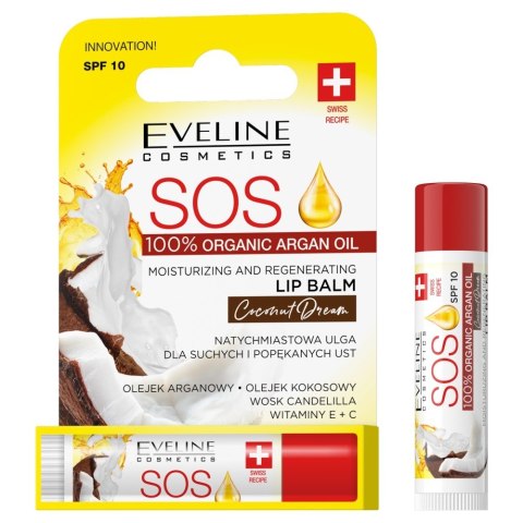 Eveline SOS Lip Balm Balsam do Ust Nawilżająco-Regenerujący Coconut Dream