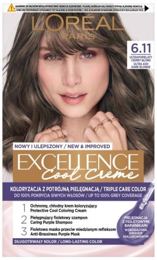 L'Oréal Paris Excellence Creme farba do włosów 6.11 Ultrapopielaty ciemny blond