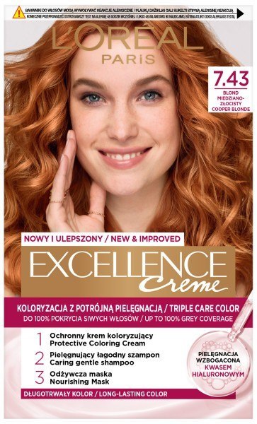L'Oréal Paris Excellence Creme farba do włosów 7.43 Blond miedziano-złocisty