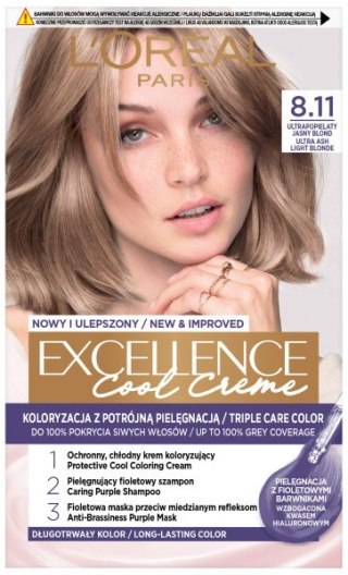 L'Oréal Paris Excellence Creme farba do włosów 8.11 Ultrapopielaty jasny blond