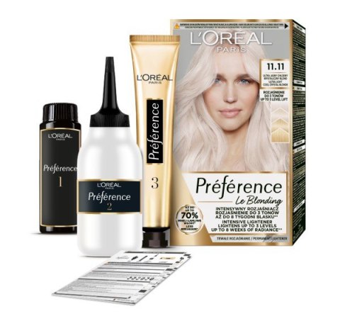 L'Oréal Paris Preference farba do włosów 11.11 - Bardzo Bardzo Jasny Chłodny Kryształowy Blond 1 op.