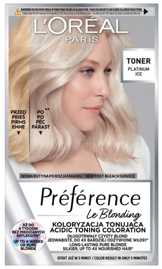 L'Oréal Paris Preference Le Blonding toner koloryzujący do włosów blond - Platinum Ice 1 op.