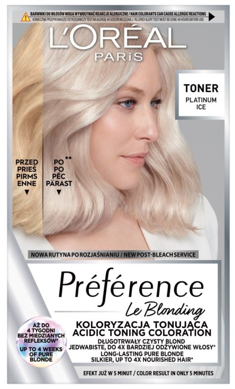 L'Oréal Paris Preference Le Blonding toner koloryzujący do włosów blond - Platinum Ice 1 op.