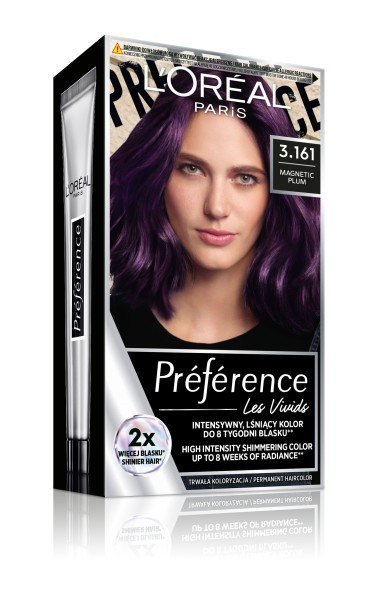 L'Oréal Paris Preference Vivid Colors farba do włosów nr 3.161 - Magnetic Plum 1 op.