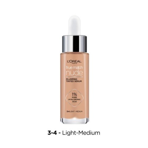 Maybelline L'Oreal True Match Nude Serum w Podkładzie Wyrównujące Koloryt 3-4 Light-Medium 30 ml