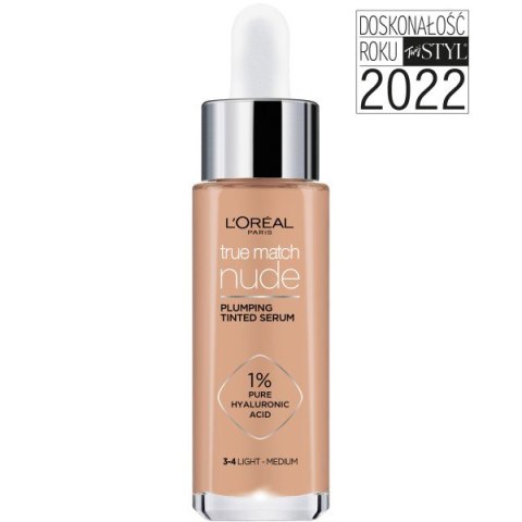 Maybelline L'Oreal True Match Nude Serum w Podkładzie Wyrównujące Koloryt 3-4 Light-Medium 30 ml